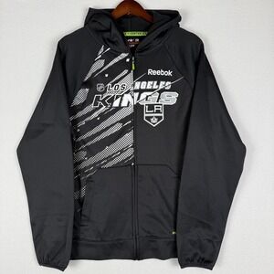 Los Angeles Kings NHL Reebok Hoodie Mens S Black Zip Up Sweatshirt Center Ice